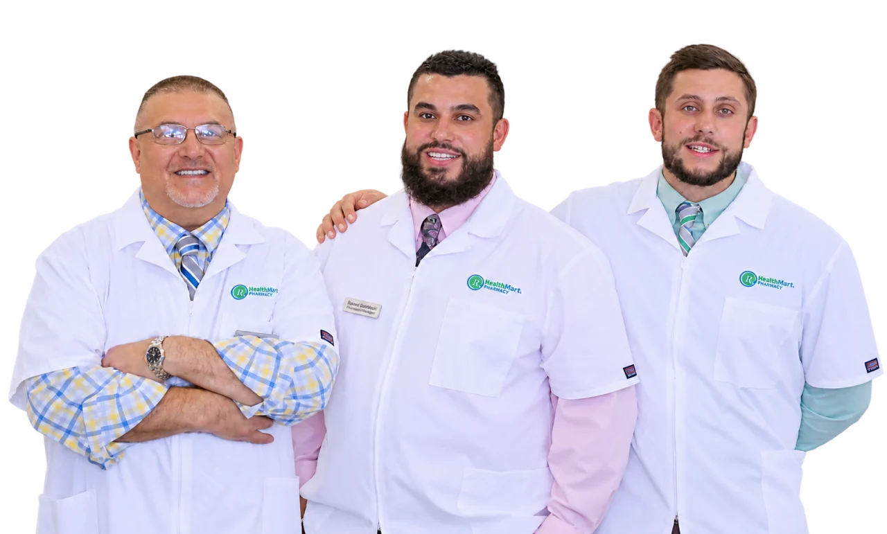 TRx Pharmacy Family Team — Cape Coral Three members of the TRx Pharmacy family team wearing white pharmacy coats